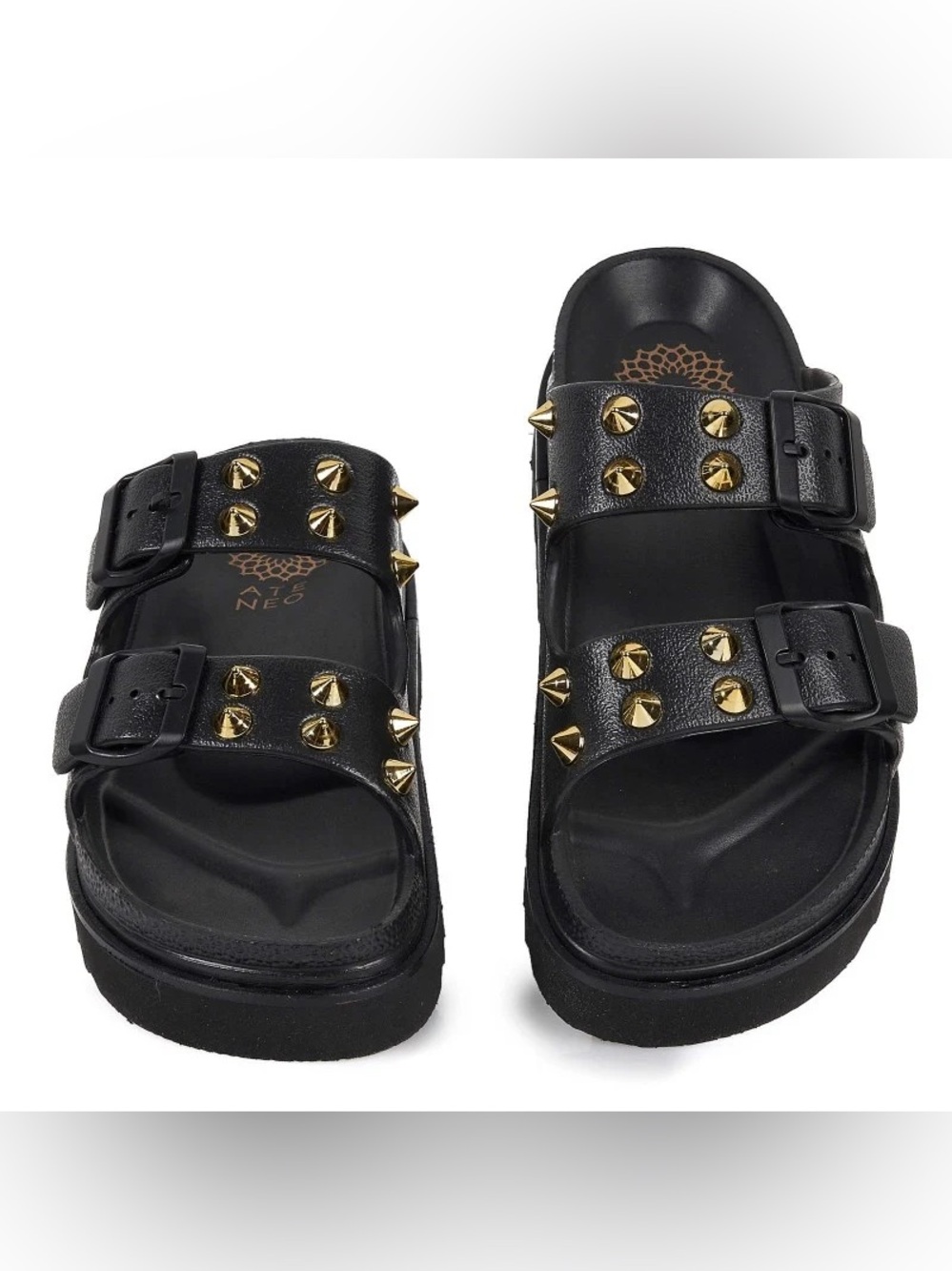 New Ateneo Sea Sandals - Black with Gold Toned Stud Embellishments
